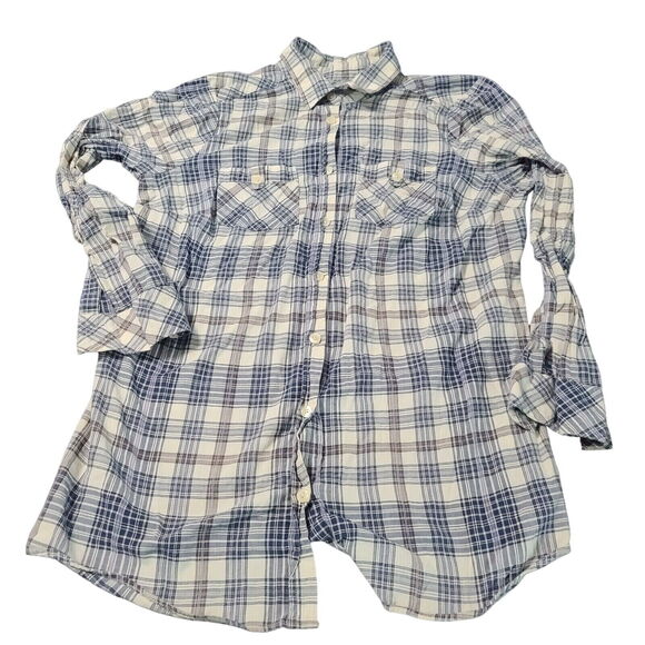 Liz Claiborne Womens Button Up Blouse Multicolor Size 1X Cotton Blend Stretch - Picture 1 of 12